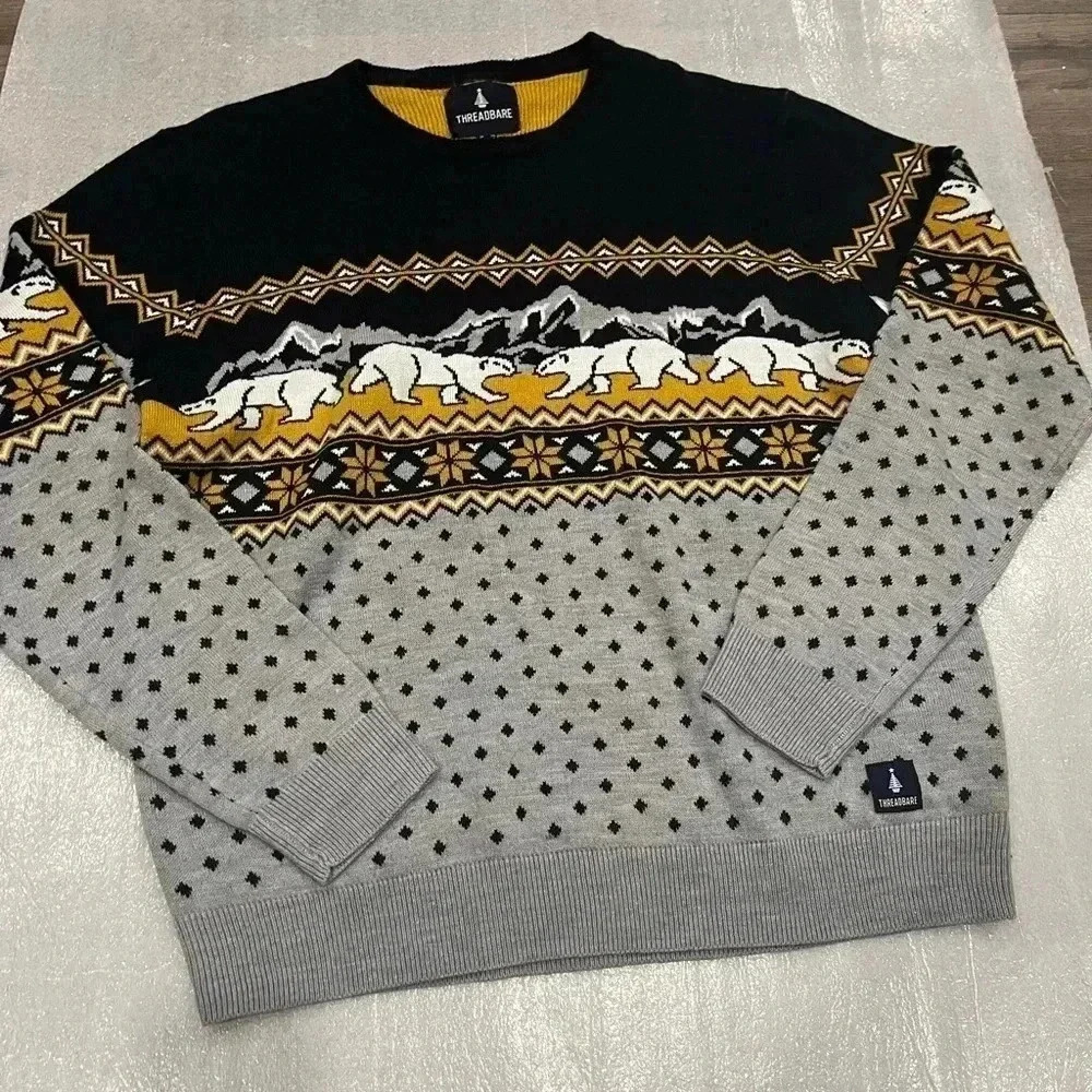[XL]Threadbare Polar Bear Winter Themed  Crew Neck Knit Sweater- Acrylic